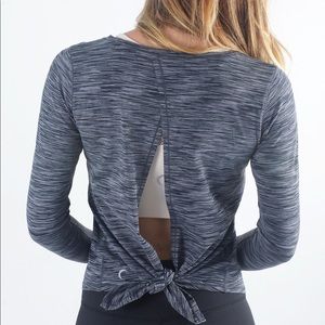 EUC- Charcoal Split Back Long Sleeve T